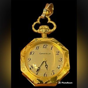 EUC. Vintage Working Caravelle Swiss Bulova 8235 Wind Up Pocket Watch. No chain.